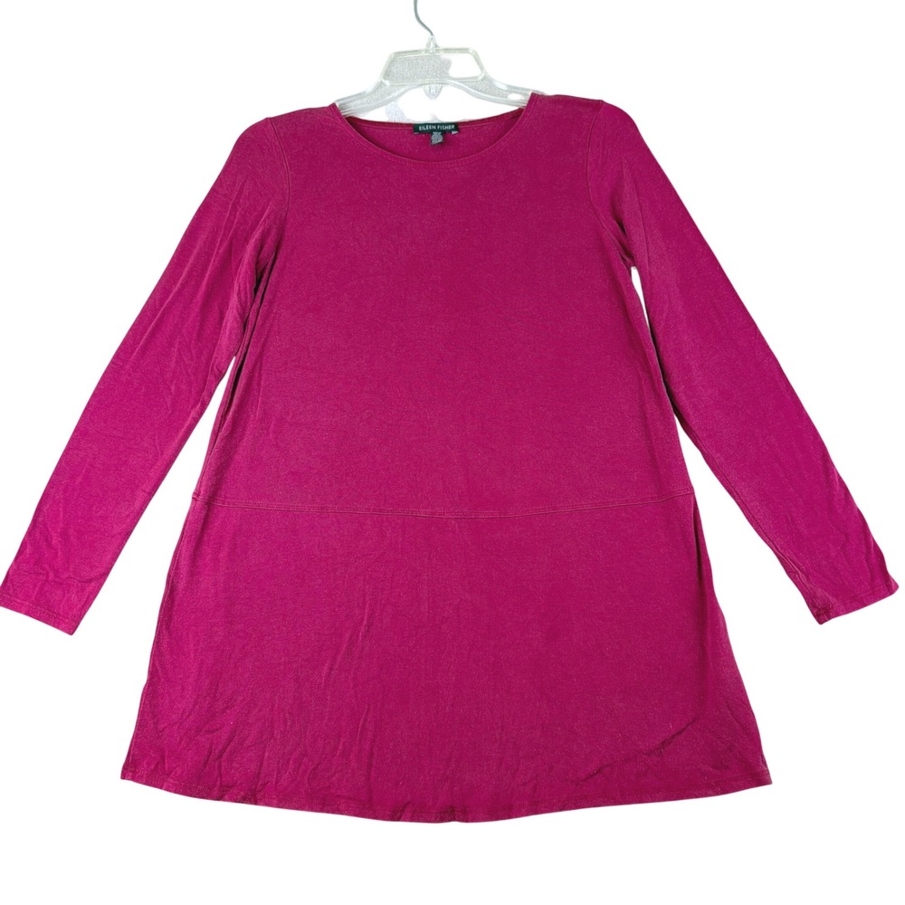Eileen Fisher XXS Berry Pink Tencel Lyocell Long Sleeve Tunic Top Lagenlook Luxe
